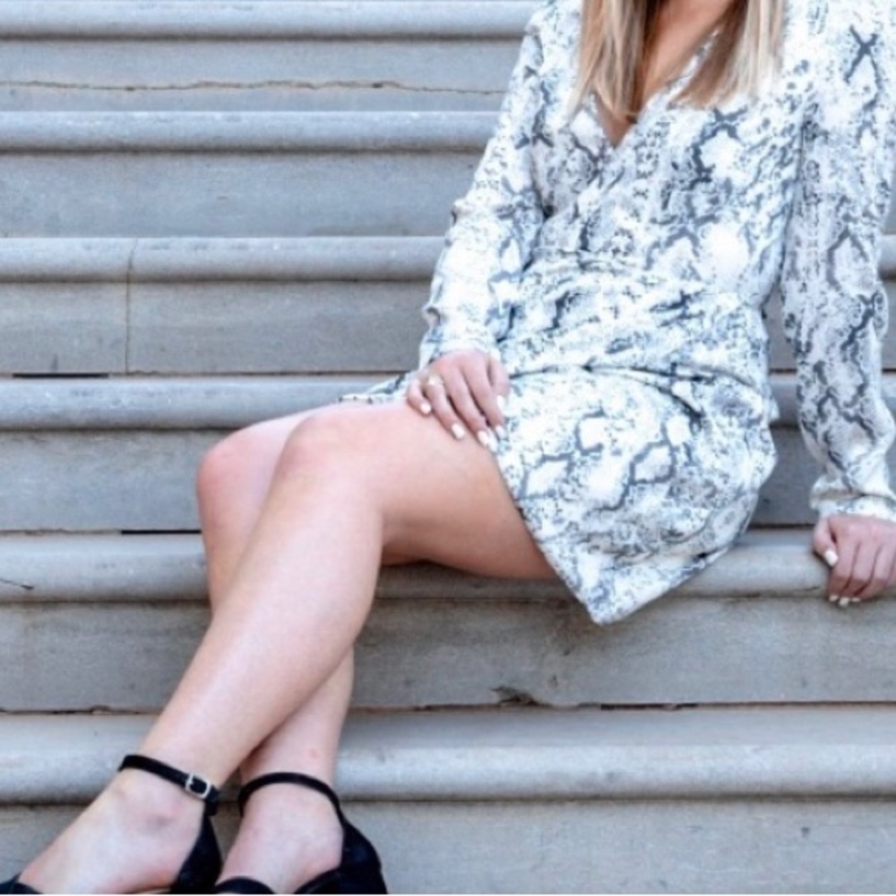 Snake skin long sleeve dress